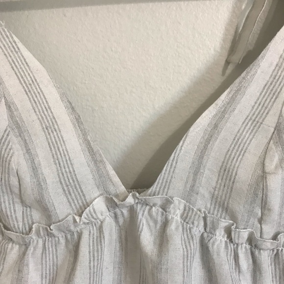Shein Crop Spaghetti Tie Straps Light Gray with Grey Stripes Tank Top Size L - Picture 5 of 17